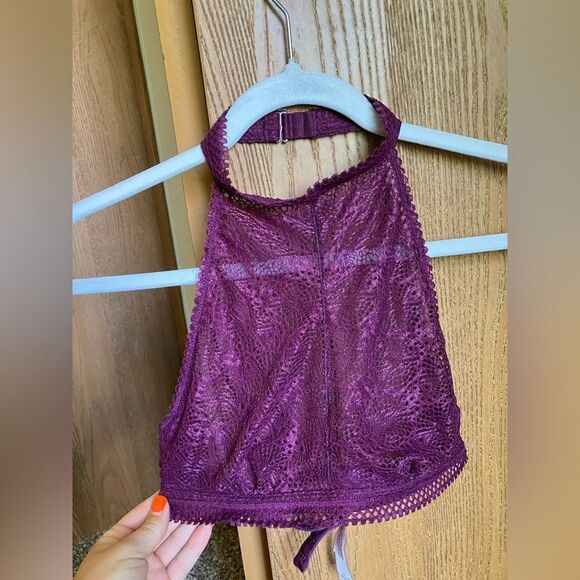 Victoria’s Secret Purple Lace Bralette Size Small Open Back Plum - Picture 1 of 7